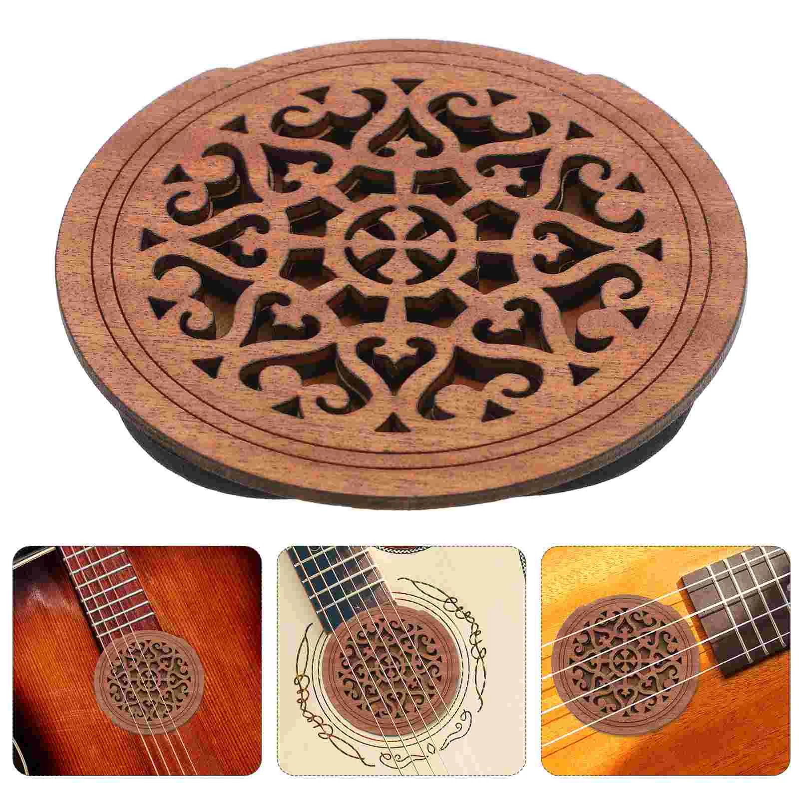 Acoustic Guitar Sound Hole Cover Covers Guitars Resonator Parts Feedback Reducer Light Brown Screen Wood Soundhole for