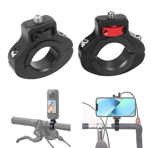 Action Camera Tube Clamp Bracket Holder for 22~32mm Bicycle and Motorcycle Handlebar with 1/4 Screw for Insta360 GoPro 11 10 9 8