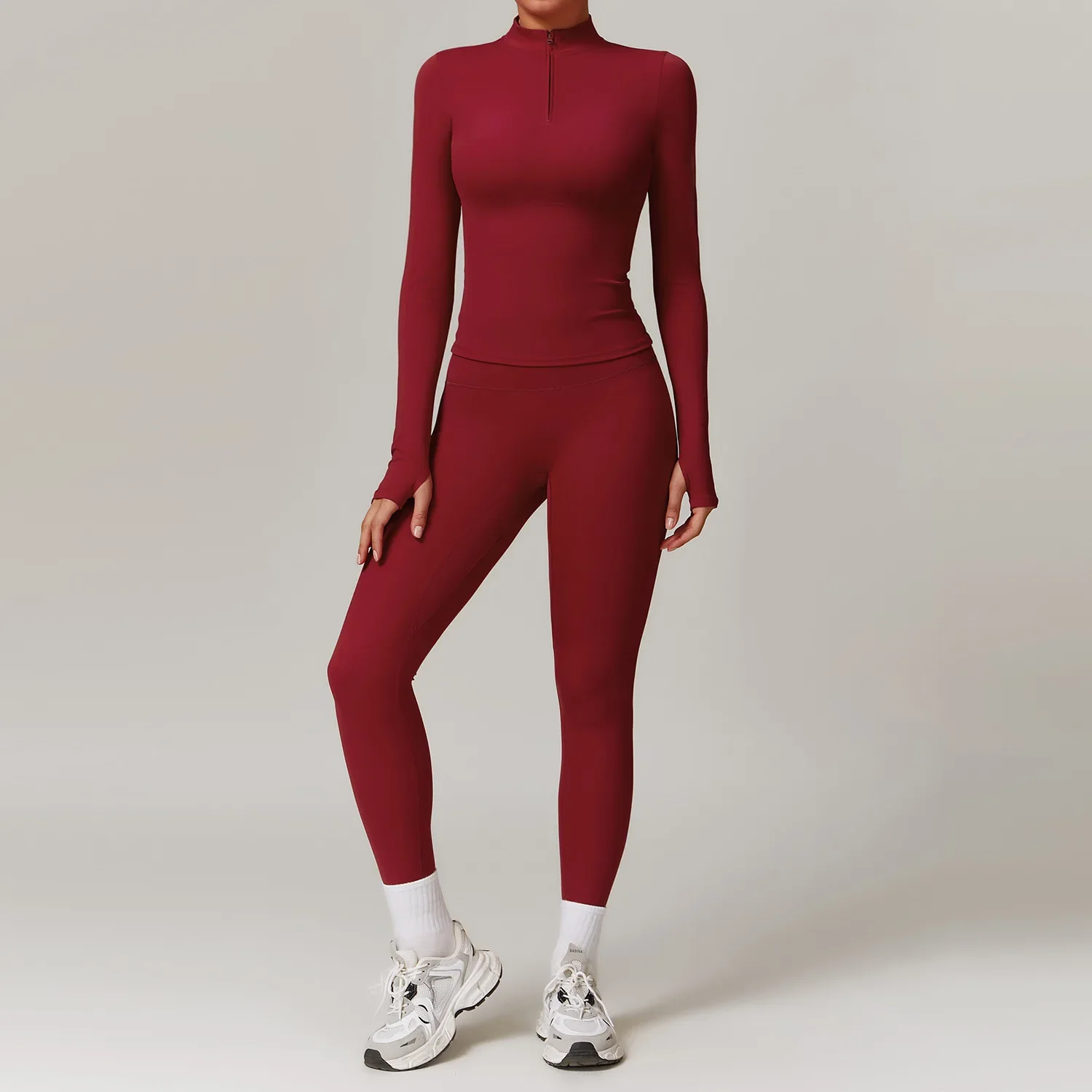 2PCS Yoga Suit Sports Set Women Clothes Gym Set Women Tracksuit Running Workout Zipper Long Sleeve Sports Shirt Yoga Clothing