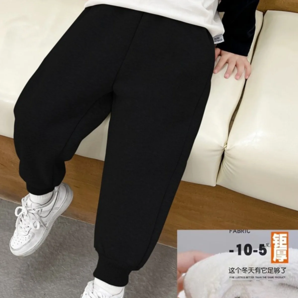 2024 Winter Baby Boys Trousers Solid Plus Velvet Thickened Loose Versatile Kids Boys Jogger Pants Children Boys Sports Pants