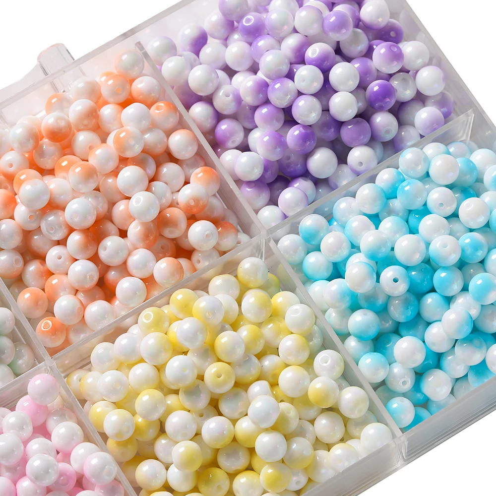

20pcs/lot Candy Double Color Glass Beads 8mm Round Loose Spacer Bead for Jewelry Making DIY Bracelet Necklace Accessories ﻿
