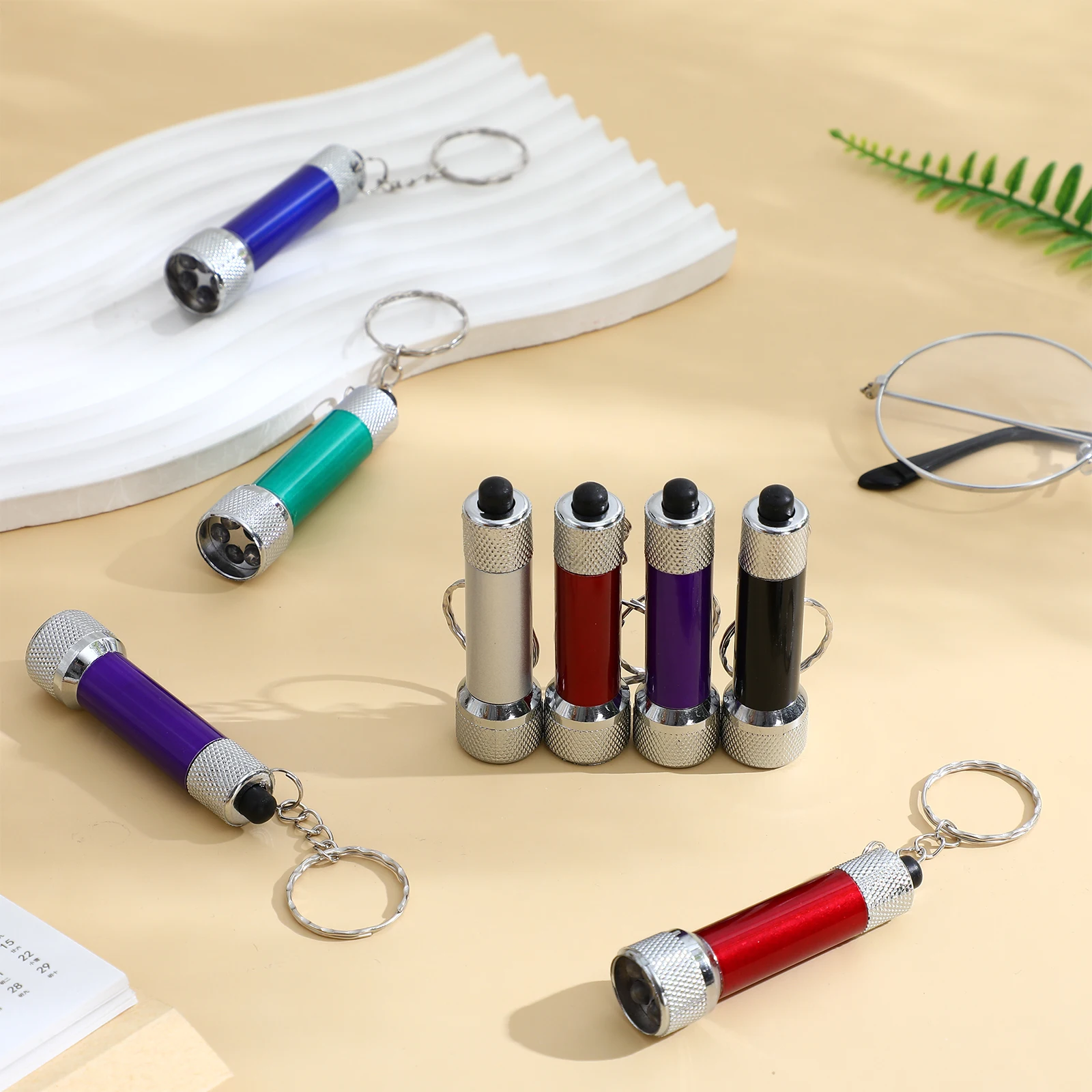 

8pcs Led Flashlight Keychain Durable Aluminum Alloy Mini Portable Torch For Camping Hiking Night Fishing Climbing Outdoor Safety