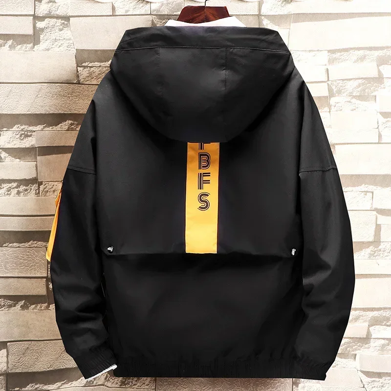 Prowow New Mens Spring Autumn Jacket Zipper Casual Hooded Jakcet Fashion Patchwork Windbreaker Jacket Men Coat Clothing