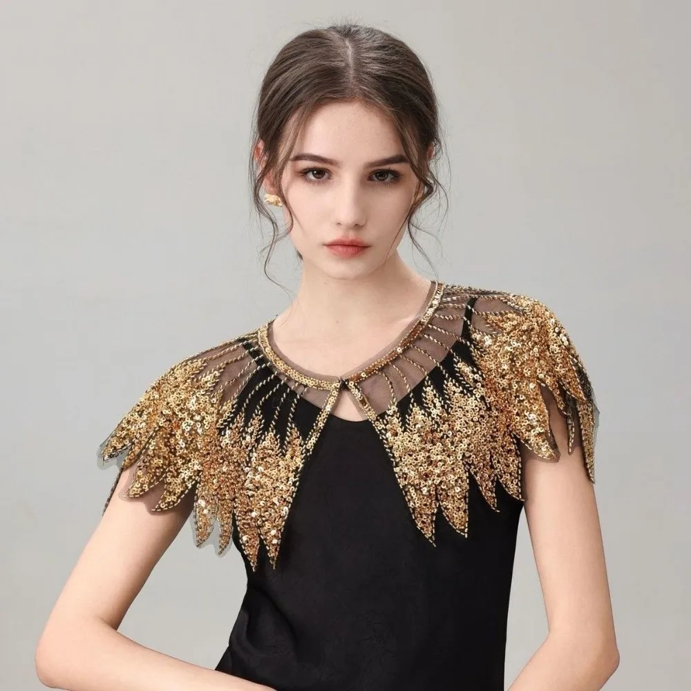 Elegant Sequin Embellished Flapper Shawl Beaded 1920s Sequin Shoulder Shawl Evening Wrap