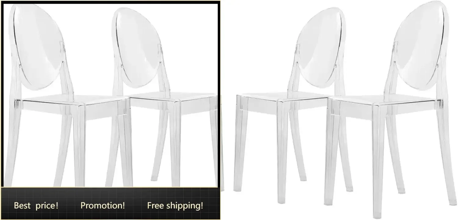 Marion Clear Acrylic Dining Chair Mid-Century Modern Transparent Ghost Chair Stackable for Kitchen Dining Room Bedroom Indoor