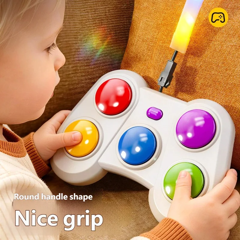 Electronic Music Rhythm Puzzle Game Machine Montessori Flash Mult-Color Light Belt Educational Sensory Fast Push Table Game Gift