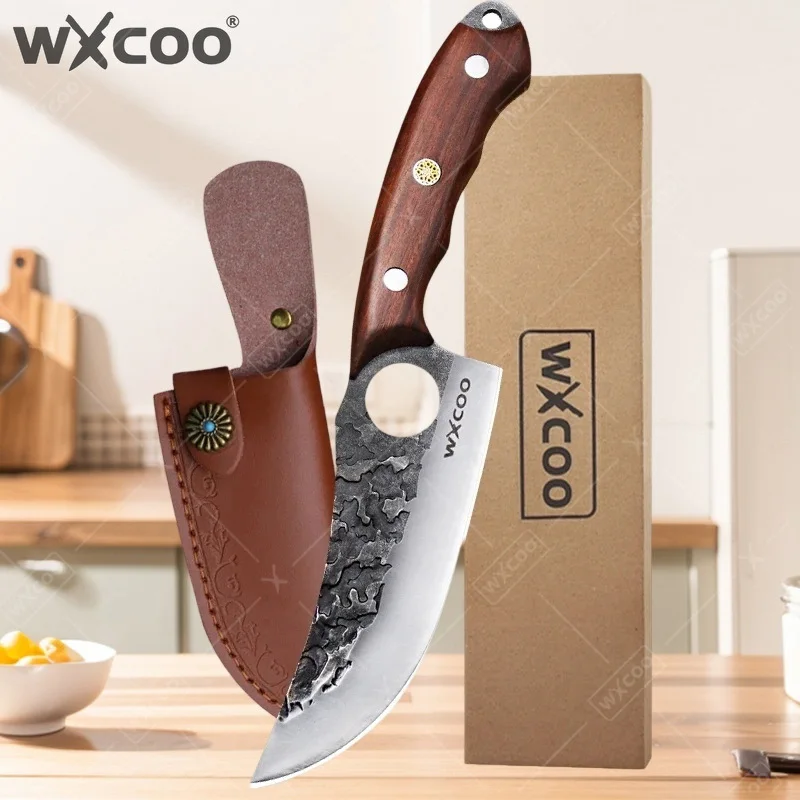 

WXCOO Chef's Knife Forged Japanese Kitchen Knives Stainless Steel Chopper Hammered Slicing Cutting Professional Boning Knife