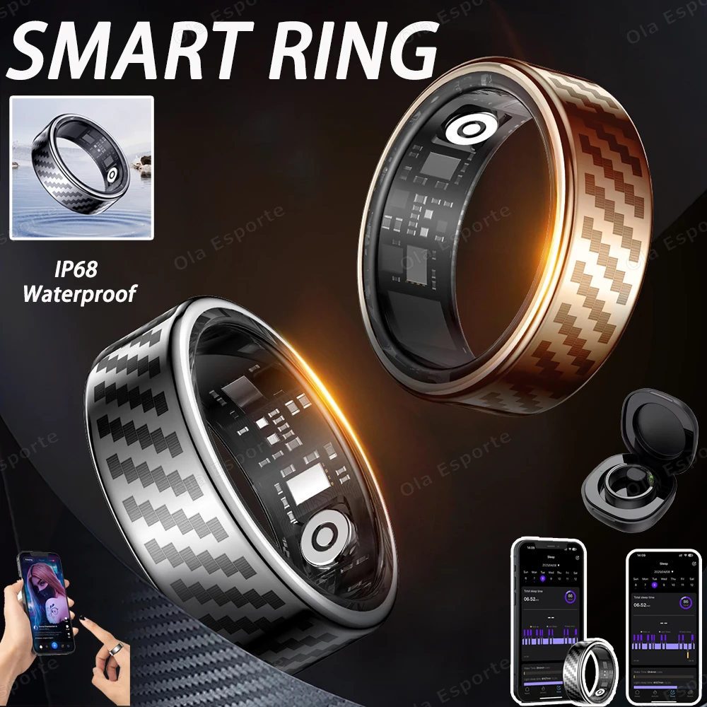 

New Smart Ring with Charge Box Or Magnetic charge,Heart Rate Blood Oxygen Monitor,Gesture control,5ATM Waterproof Sports Rings