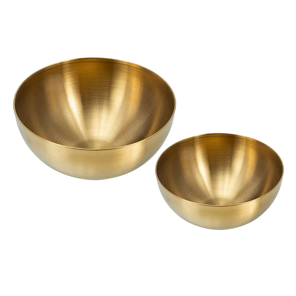 2 Pcs Salad Bowl Stainless Steel Bowls Sauce Metal Cooking Bibimbap Instant Noodle Food Serving Dish Nut Bread