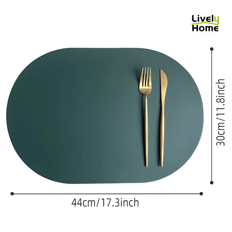 Oval Waterproof Non-Slip Dining Table Placemat, Individual Leather Mat, Drink Coaster, Kitchen Decoration, Tableware Placemat