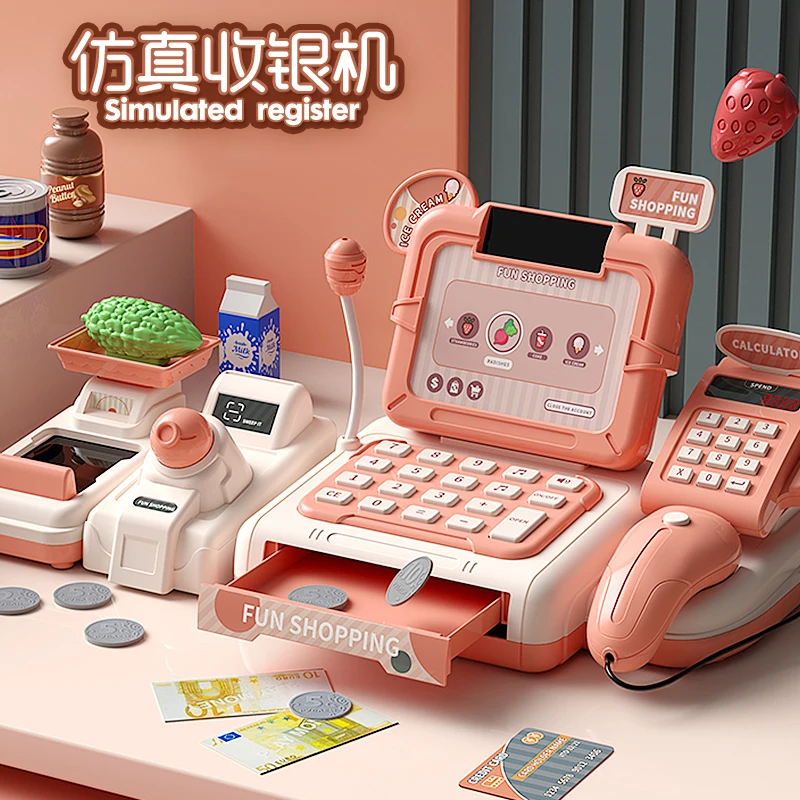 Children's Supermarket Cash Register Toy Simulation Multifunctional Puzzle Girls Playing House Cash Register