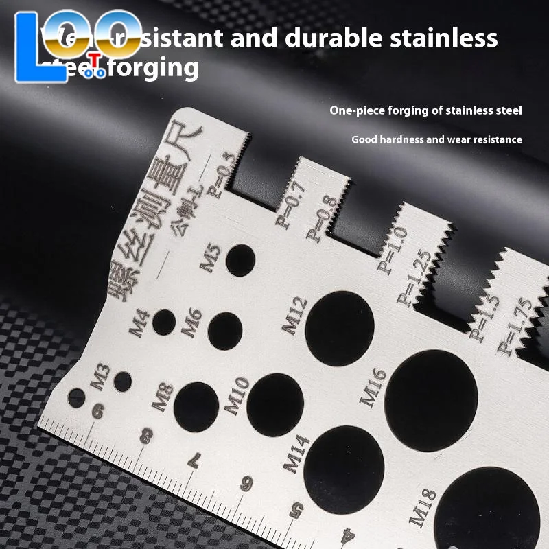 나사 스레드 피치 게이지 눈금자 측정 도구 볼트 너트 미터법 가공 스레드 나사 절단 게이지 각도 모델 측정