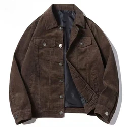 Spring and Autumn Vintage Corduroy Coat Men's Casual Loose Cotton Jacket Lapel Work Top Men's Clothing