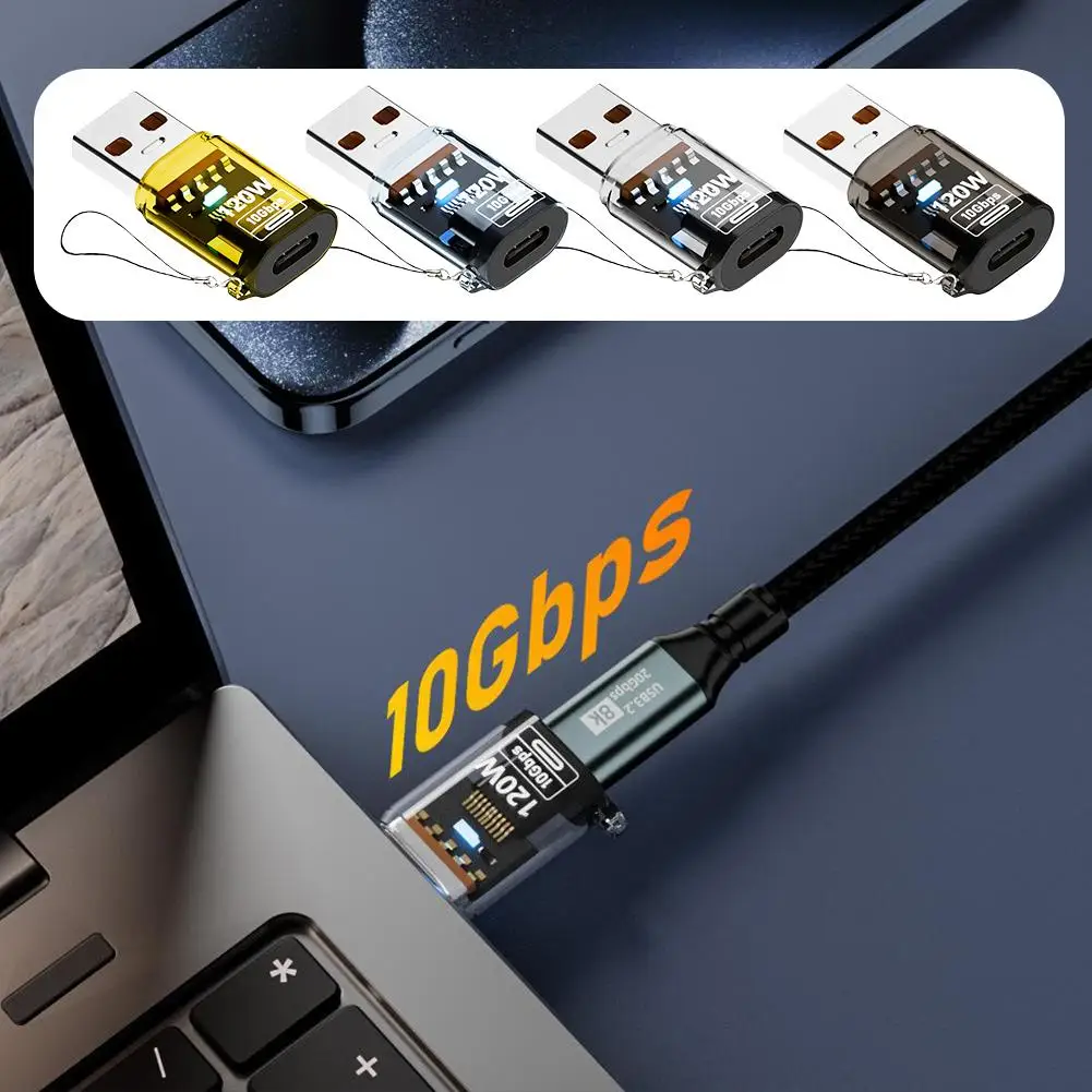 Adaptador usb 3.2 tipo-a para USB-C otg 10gbps 40gbps 120w 240w 3 em 1 adaptador de carregamento rápido conversor de fones de ouvido de transmissão de dados