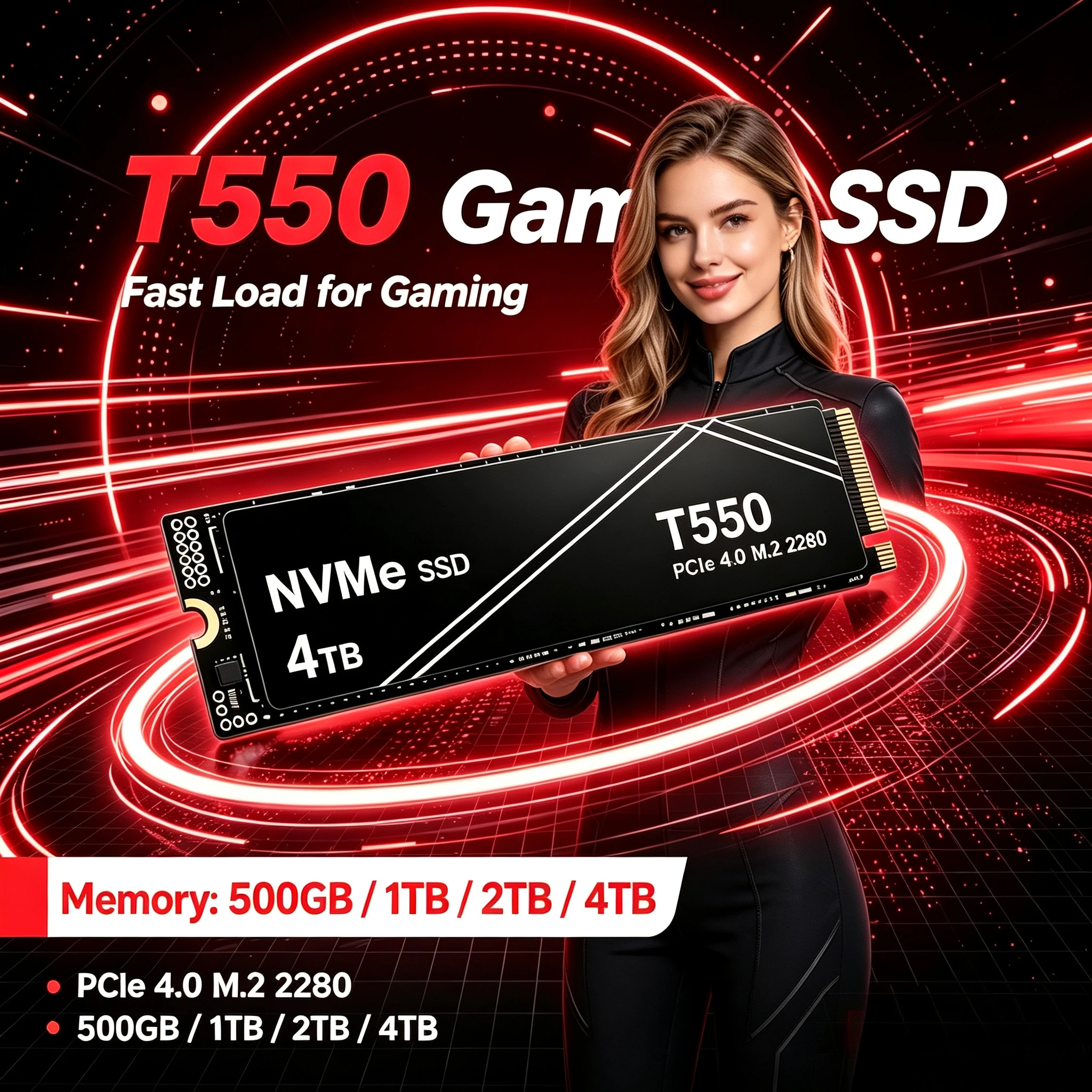 New T550 1TB 2TB 4TB  NVMe PCIe Gen4 M.2.2280 SSD Solid State Drives for Gaming Computer Laptop PS5
