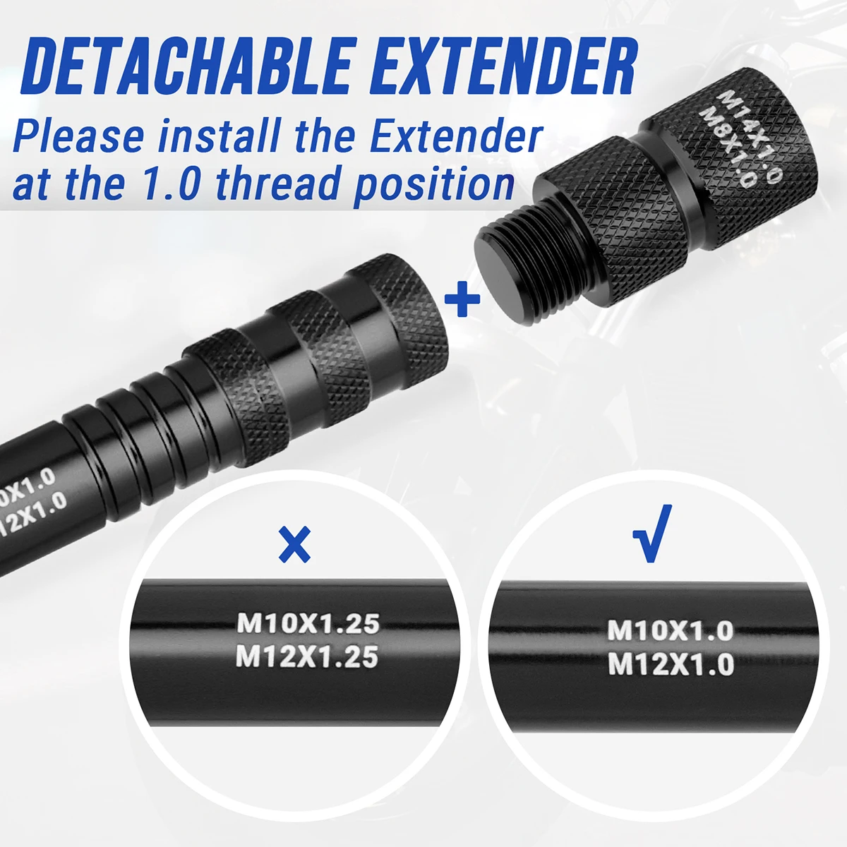 GMIPIX 6-in-1-Gabel-Dämpferstangen-Entlüftungswerkzeug M10 X 1,0/1,25 M12 X 1,0/1,25 M8 X 1,0 M14 X 1,0 Motorrad-Gabel-Entlüftungs-Reparaturwerkzeug – Detail 5