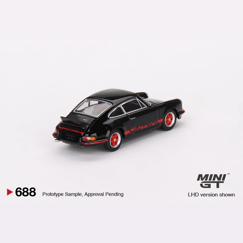 Coleção modelo de carro de liga fundida, TSM Mini Gt, Minigt 1: 64, 688 911, Carrera RS 2.7, preto com luzes vermelhas