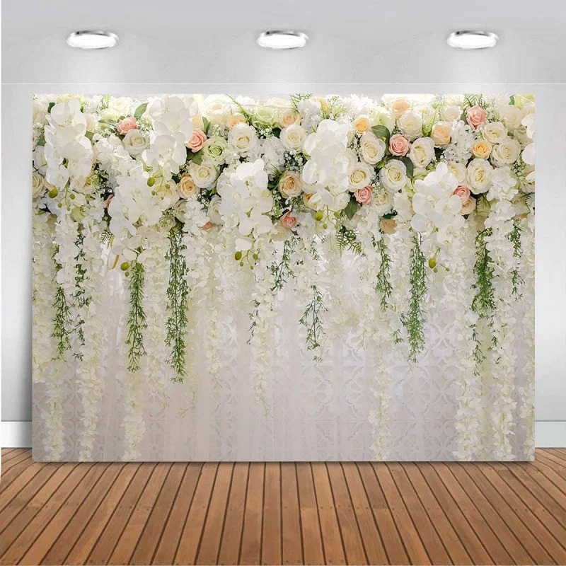 1pc Mochiska Hochzeit Hintergrund Romantische Braut Floral Wand Hintergrund Geburtstag Party Dessert Tisch Dekor Banner