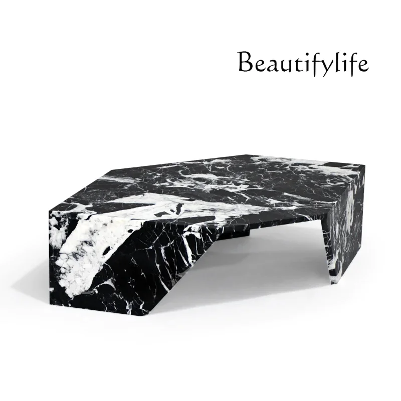 

Light Luxury Natural Marble Special-Shaped Luxury Stone Endtable Sofa Simple Designer Model Coffee Table