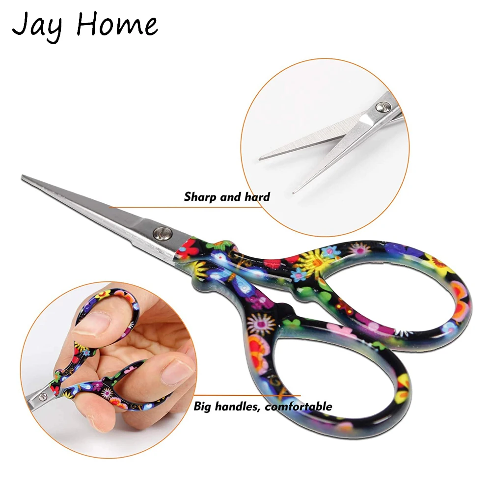 1PC Sharp Embroidery Scissors Sewing scissors with Leather Scissors Cover for Needlework Craft Sewing Handicraft DIY Tool