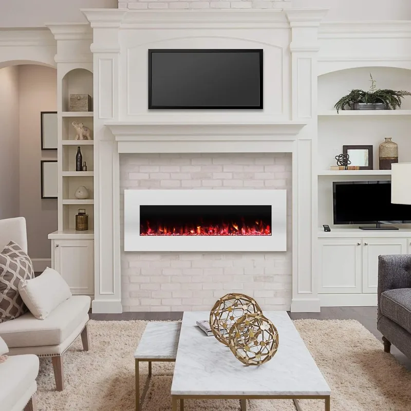 Electric Fireplace - Wall Mount  Color LED Flame Media Options, Dimmer, Side Control Panel, and Remote Control