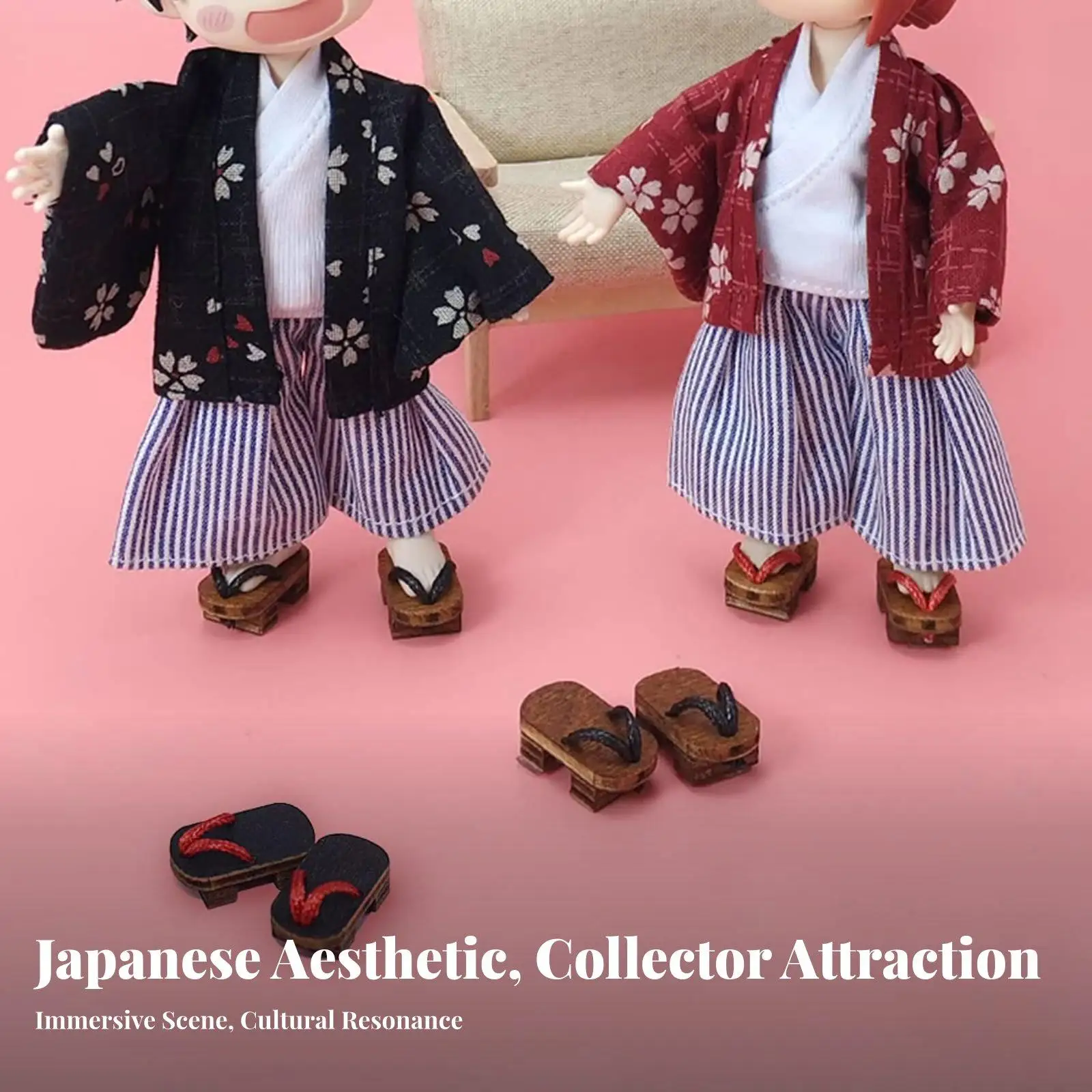 Handmade Mini Clogs Wooden Geta for OB11 Doll Japanese Style Sandals 1/12 BJD Shoes Traditional Kimono Accessory