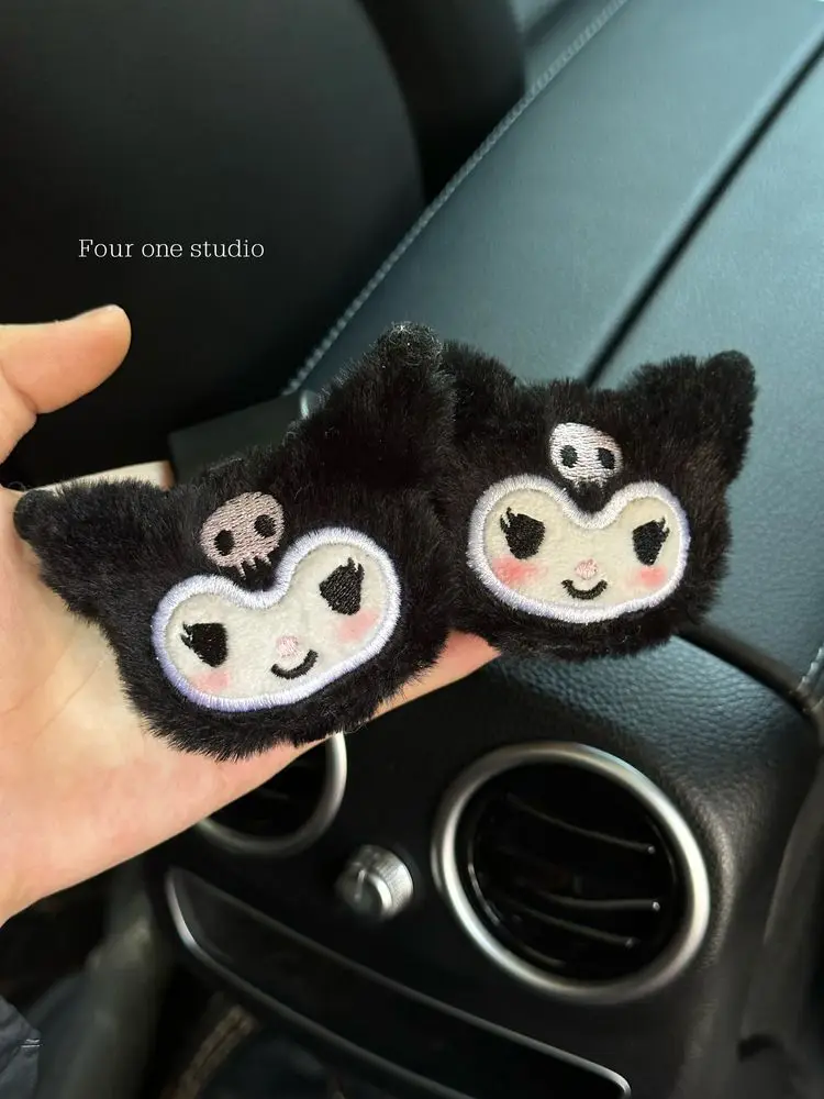 Cute Sanrio Plush Car Seat Headrest Hook Anime Kuromi Back Seat Organizer Storage Holder Soft Stuffed Plushie Car Accessories