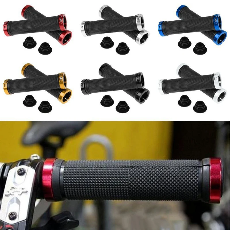 MTB Mountain Bike Handlebar Locking Rubber Handlebar Anti-slip Shock Absorber Bicycle Grips Silicone Cycling Handlebar Cover