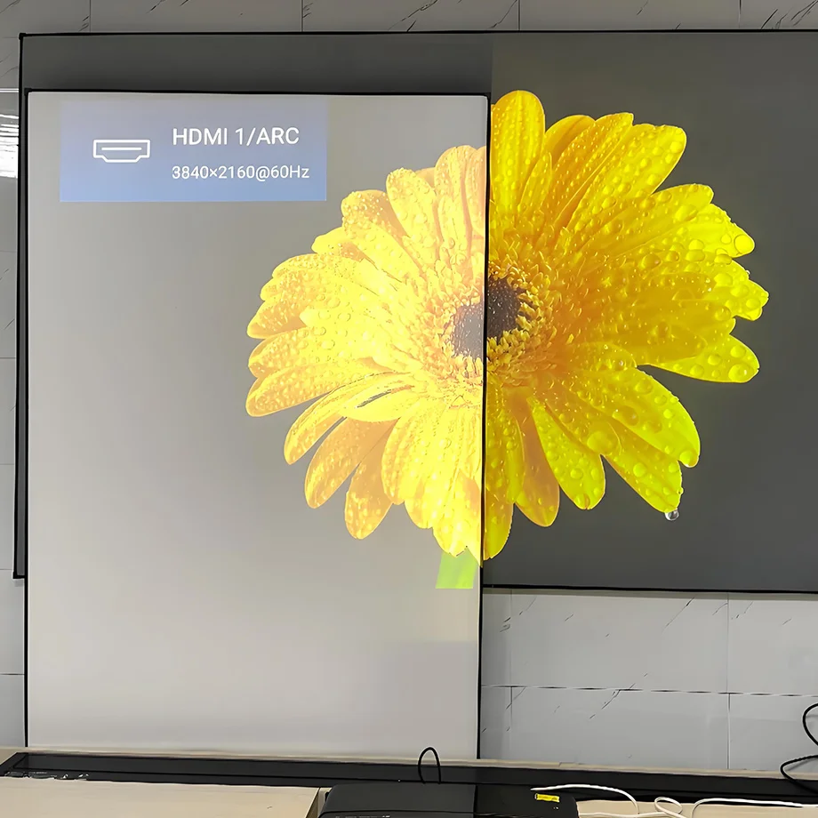 2025 NEW 130 Inch ALR CLR UST Ambient Light Rejecting Fixed Frame Projection Screen for Ultra Short Throw Projector
