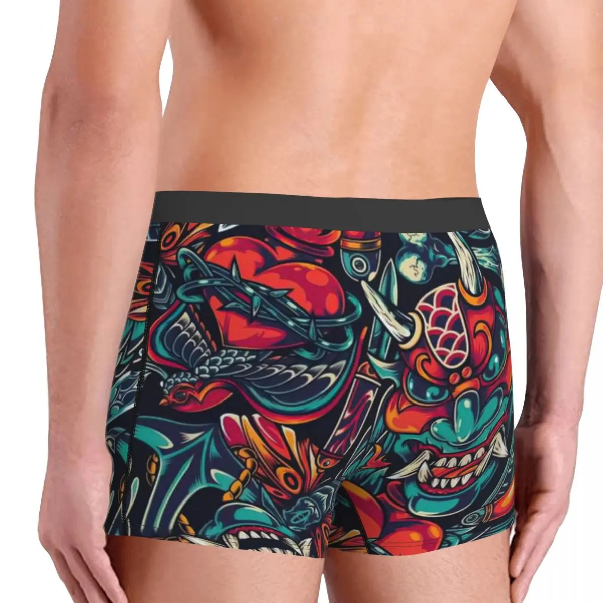 Calcinhas Devil Faces Algodão para Homem, Roupa Interior Ventilar Shorts