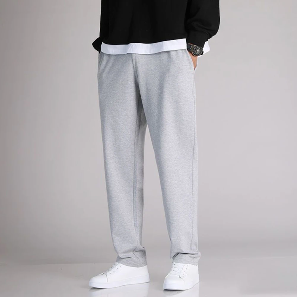 Men Elastic Waist Sweatpants Loose Plus Size Straight Leg Joggers Casual Sport Trousers Streetwear Oversize Pants