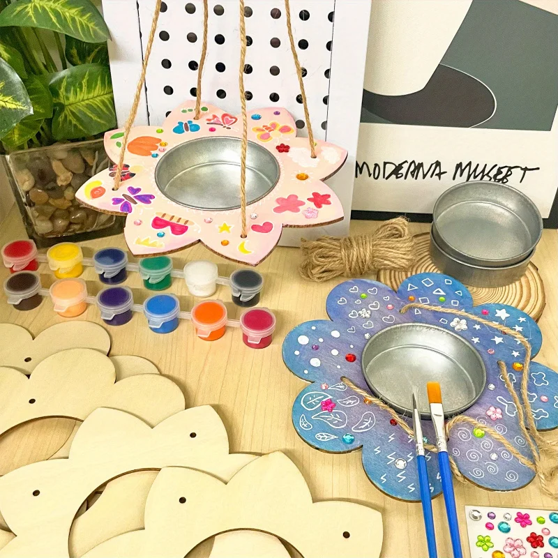

DIY Wooden Bird Feeder Craft Set Wooden Feed with Floral Design Outdoor Crafts Interesting Crafts and Creative Gift for Garden