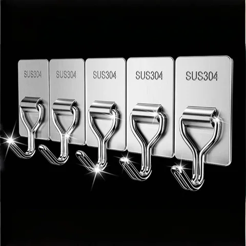 304 스테인리스 스틸 자기 접착 수건 걸이 – 벽 부착형 코트, 가운, 욕실용 액세서리