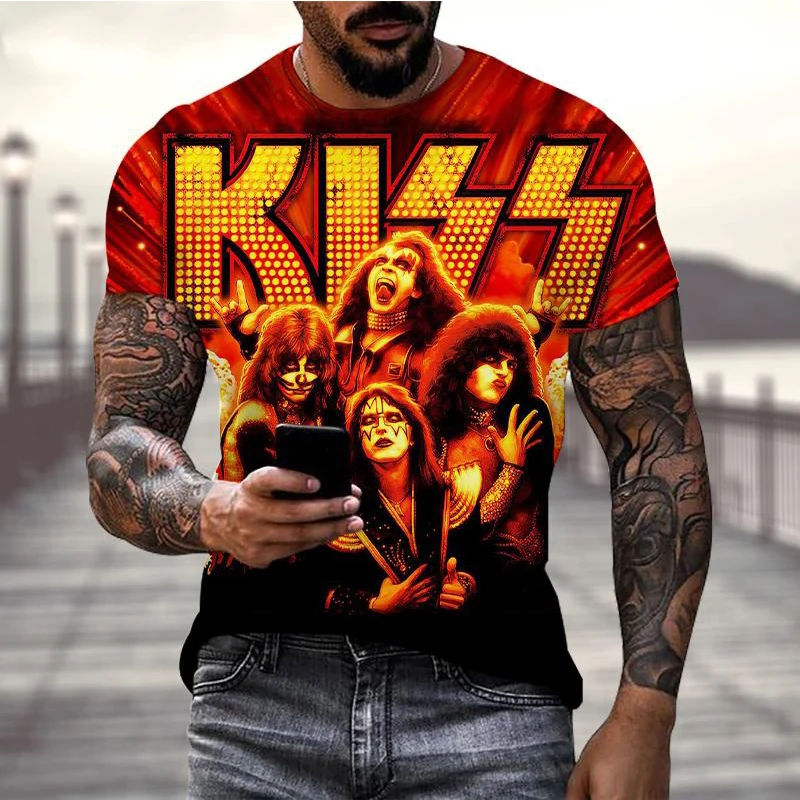 Rock Band T Shirts Kiss 3D Print Men Woman Fashion Cool T-shirt Short Sleeve Hip Hop Streetwear Harajuku Kids Tops Tees Clothing