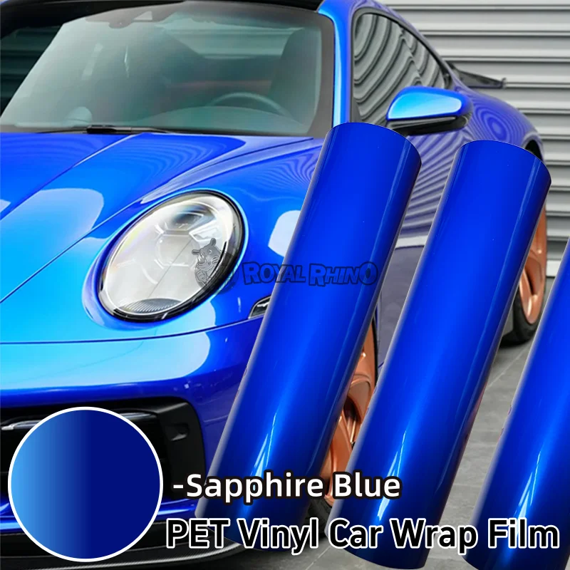 30/50cm Super Bright Metallic Sapphire Blue Car Wrapping Film Paint Protection Cover Car Film