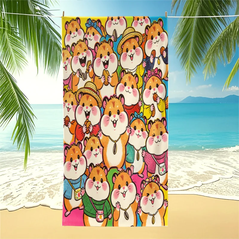 Cute Cartoon Animal Print Beach Towel Pool Towel Camping Towel Bath Towel Blanket Girly Adult Travel Digital Print