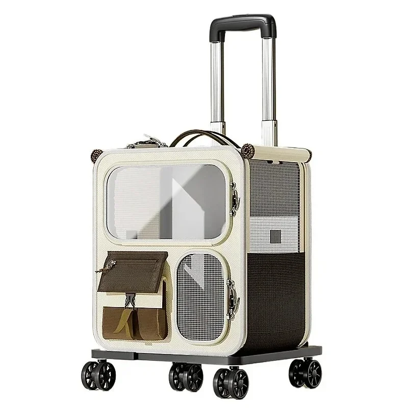 Go out portable cat backpack, multi-functional pet trolley case, multi-cat artifact, large-capacity two air boxes