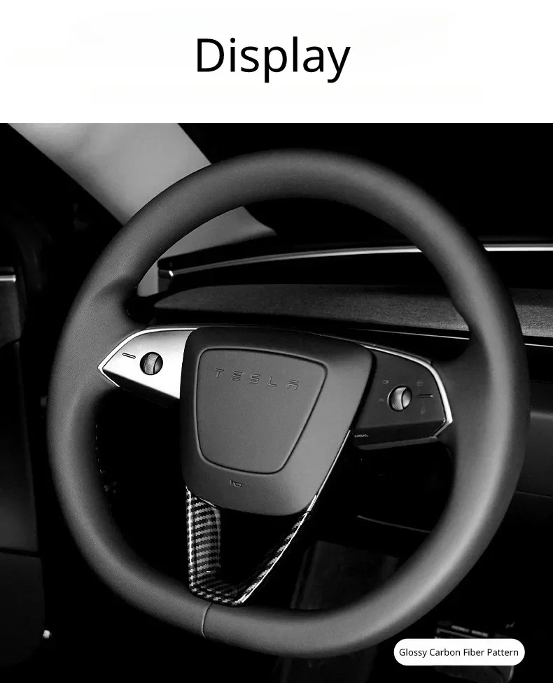 Lenkrad-Patch für Tesla New Model Y Juniper 2025 YL 2026, Modell 3, Highland U-förmige Schutzhülle, Zieraufkleber, ABS-Kohlefaser – Detail 8