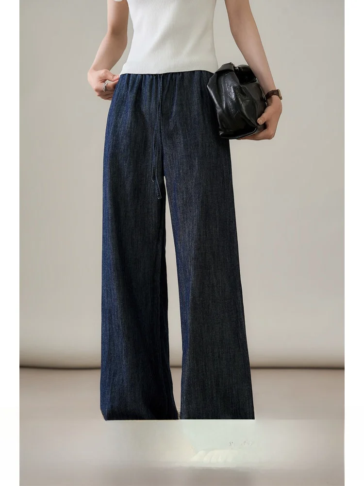 

Breathable Cotton Linen Wide Leg High Waist Jeans Women's Summer New Style Comfortable Loose Fit Casual High Waist Denim