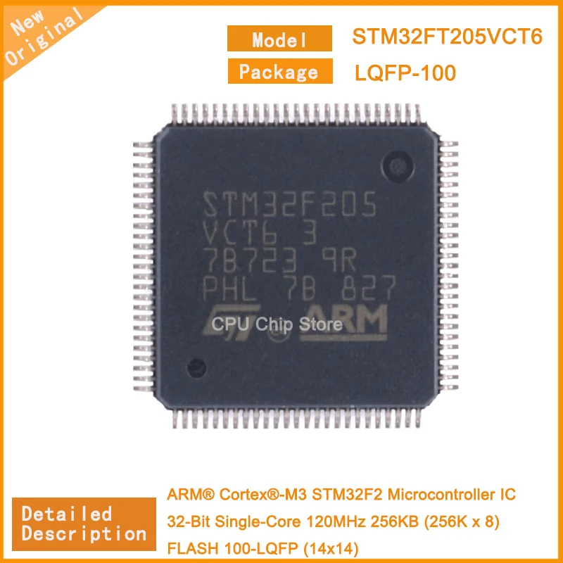 5Pcs/Lot  New Original  STM32F205VCT6 STM32F205 MCU Microcontroller IC 32-Bit  120MHz 256KB  100-LQFP (14x14)