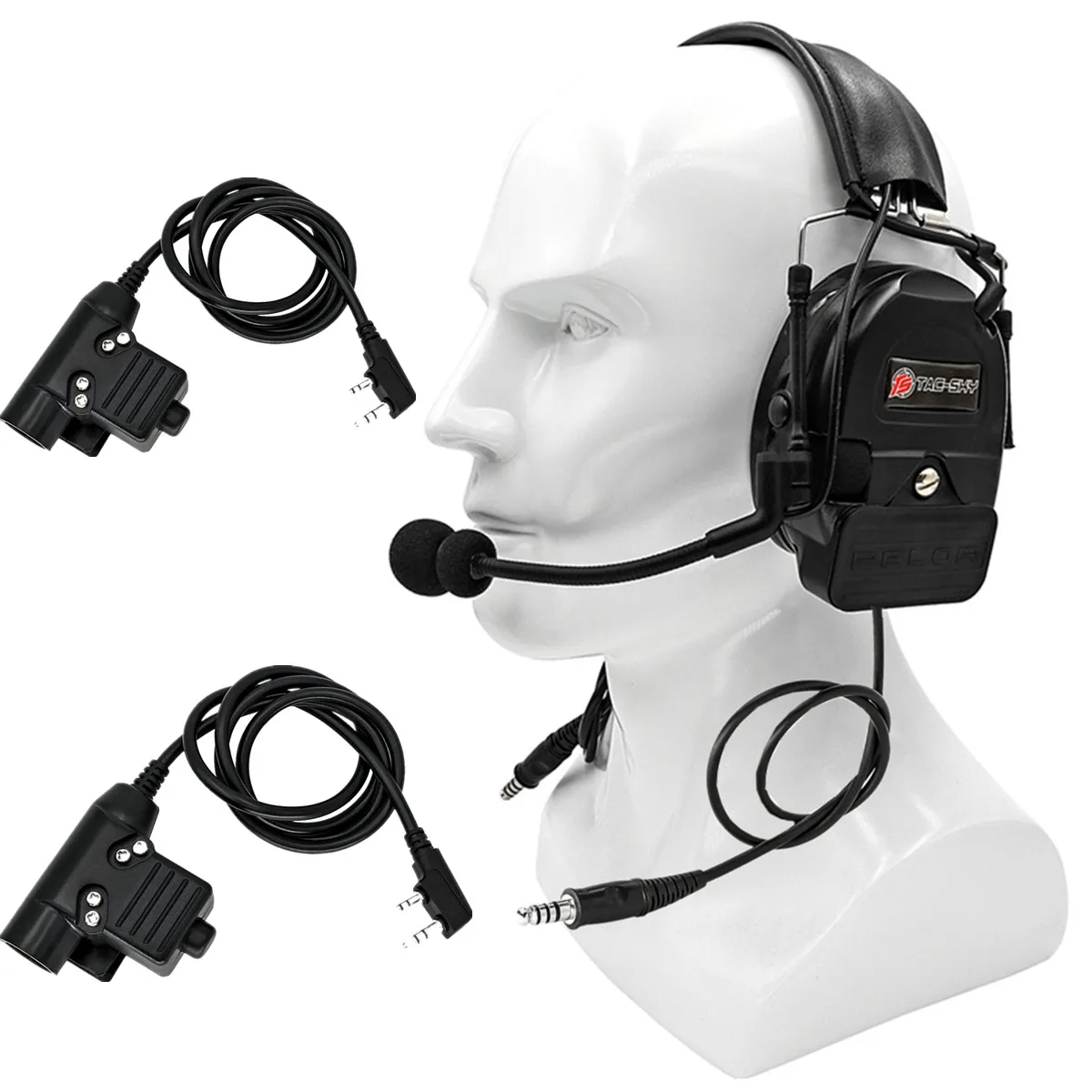 TS TAC-SKY COMTA I Silicone Earmuffs Version Tactical Dual Communication Headphone Noise Cancelling Band 2 PTT Adapter U94ptt