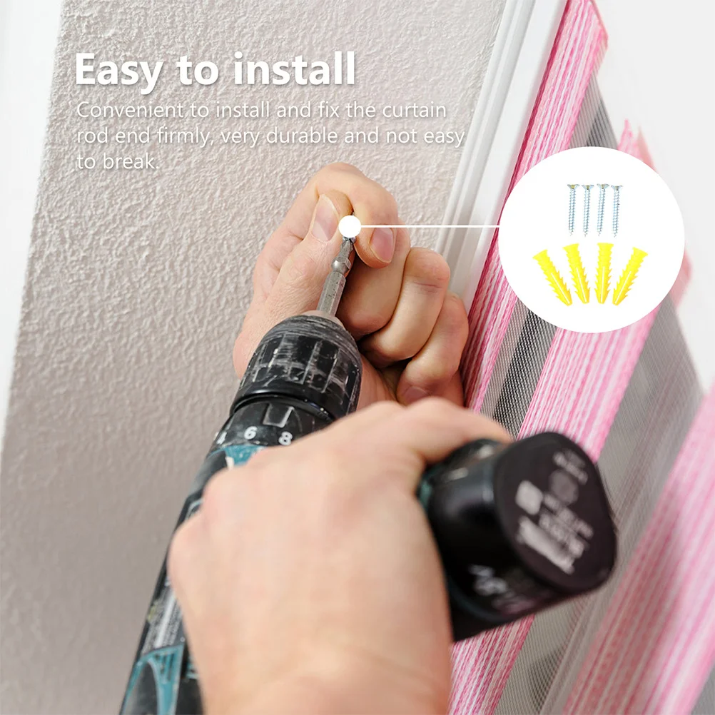 

2Pcs Home Curtain Rod End Wooden Rack Decorative Support for Shower Bathroom Curtain Accessory Wooden Rod Holder