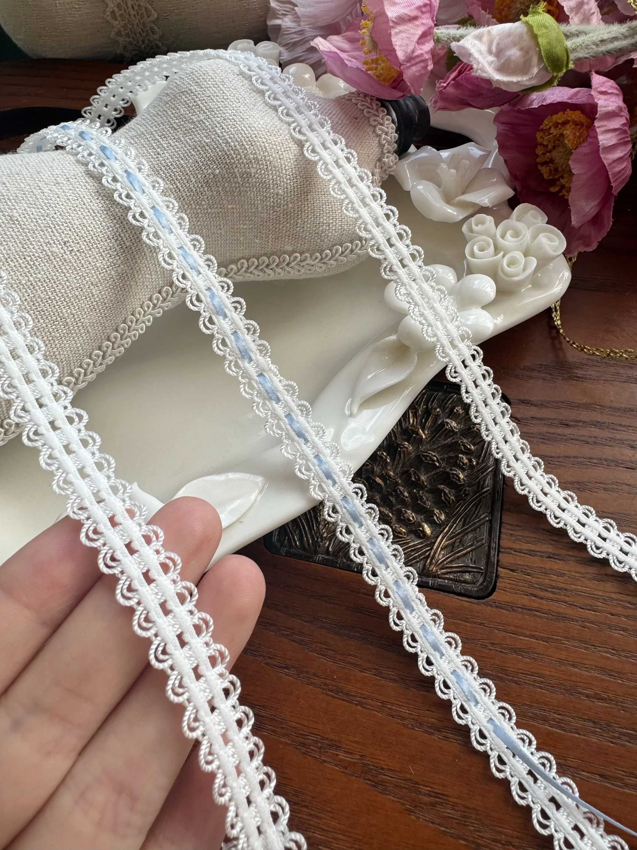 

Handmade DIY Lace Trim Ne Chain Fabric Art 3cm White Double Ear Ribbon Child's Clothing Hair Accory Clothing Lace