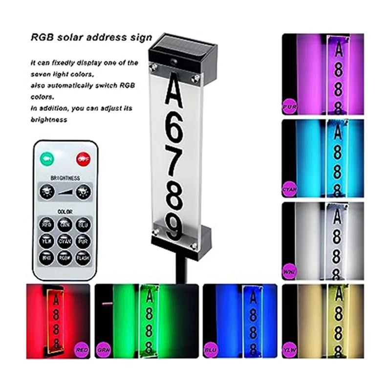 

1Set Outdoor Solar House Number Plate Plug-In Door Plate Light Wall Lamp House Number Light