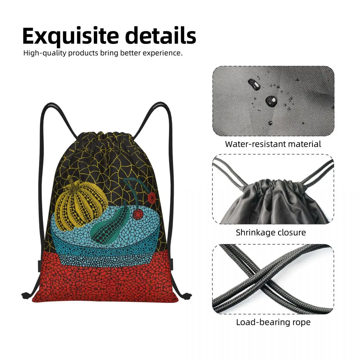 Yayoi Kusama Abstract Art Drawstring Backpack Women Men Sport Gym Sackpack Foldable Training Bag Sack