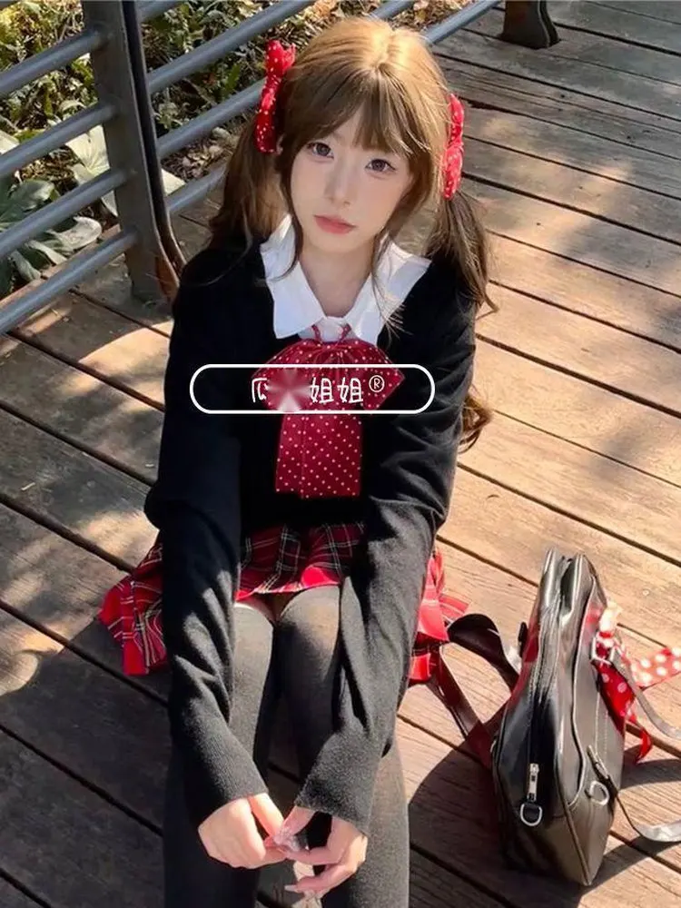 

Новый зимний комплект: свитер JK, юбка и удлиненный вязаный жилет для женщин, повседневный модный костюм