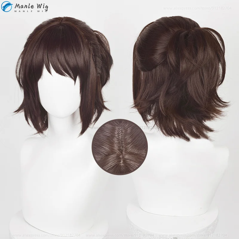 Hange Zoe Cosplay Peruca, Anime Titan, Final Season 4, Cabelo Castanho Escuro, Máscara de Olhos, Resistente ao Calor, Cap Wig, 35cm