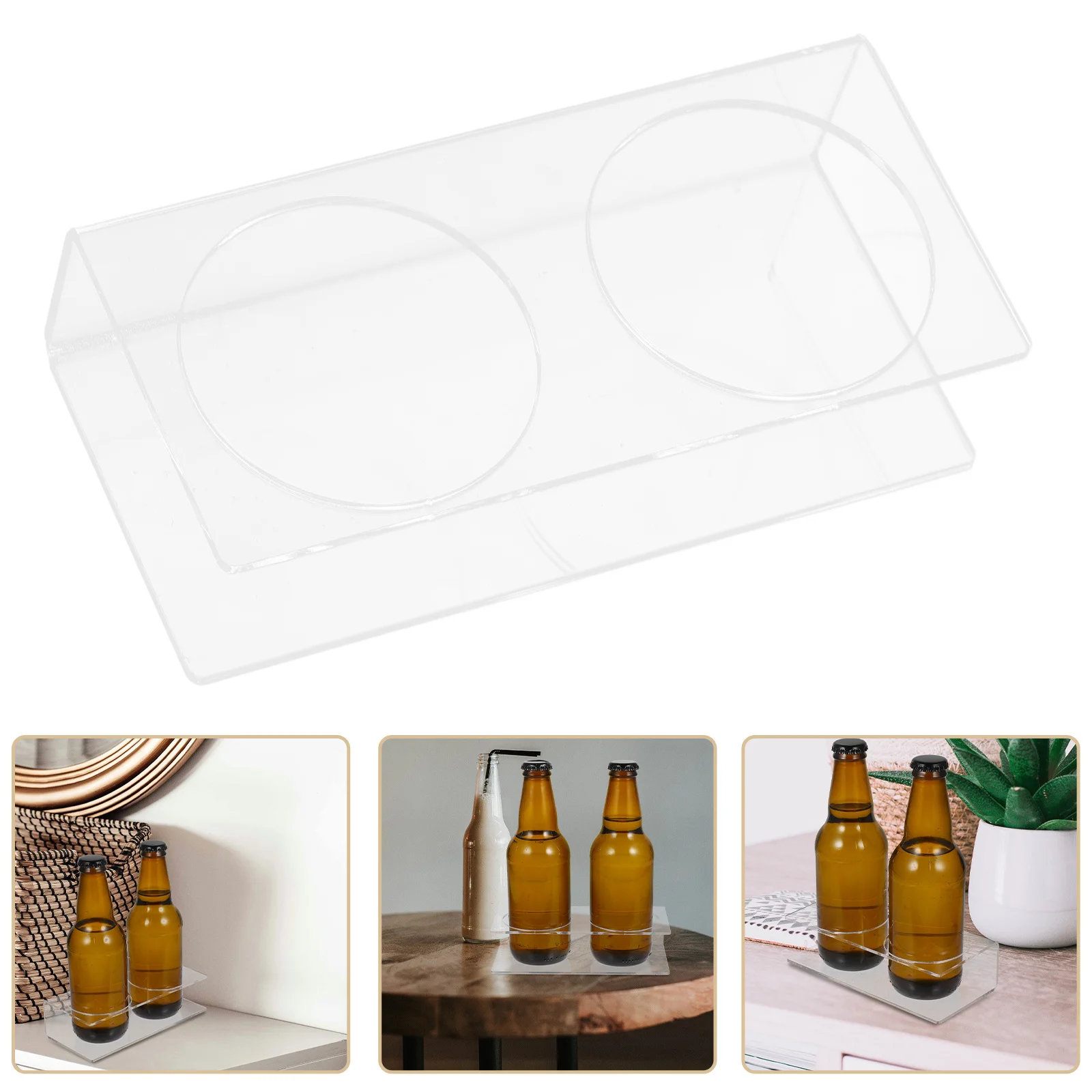 

Acrylic Water Bottle Holder Double Slot Drink Bottle Display Stand Easy Assemble Beverage Rack for Hotel Home