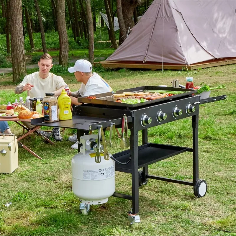 Propane Flat Top Griddle Grill, 705 sq in Large Cooking Surface with Matching Cover for Outdoor Use
