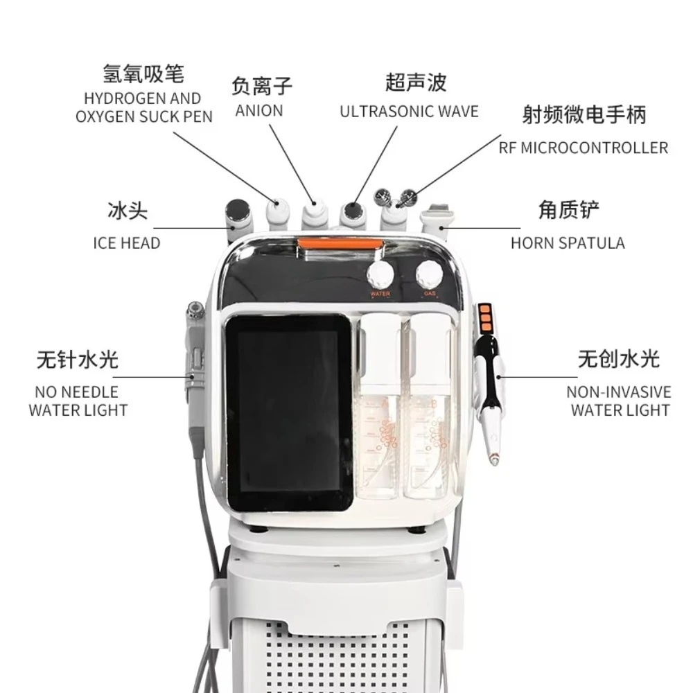 8-in-1 Skincare Device Features Deep Cleansing, High-pressure Jet Technology, Lifting and Firming, and Microdermabrasion.